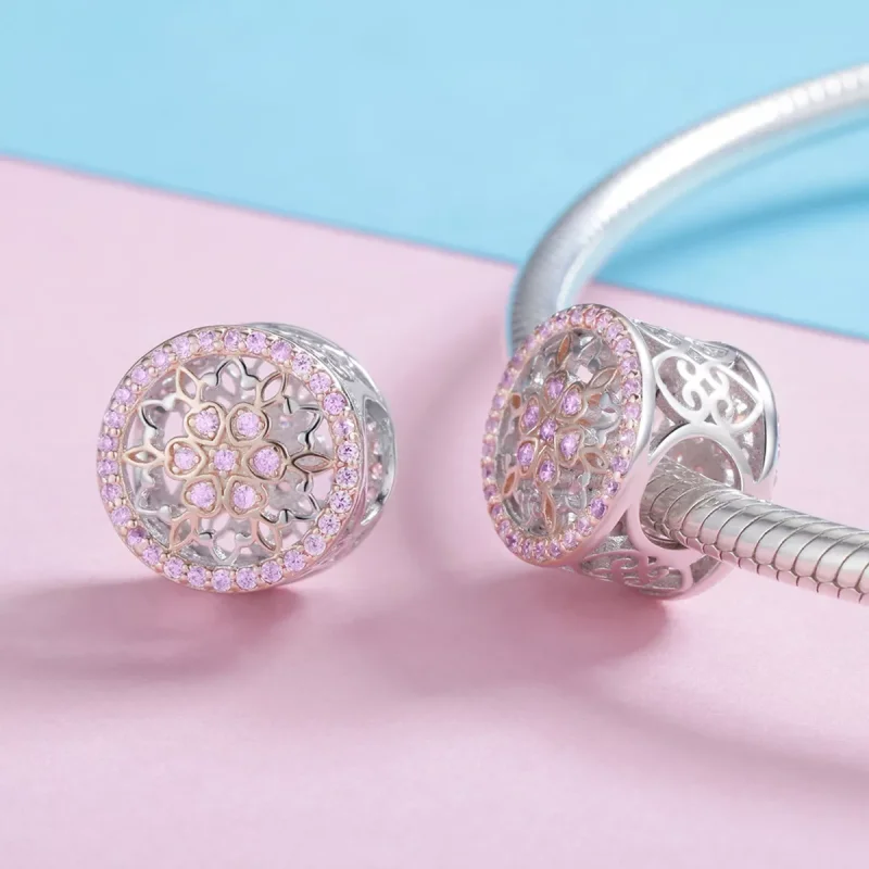 (resim) Pandora tarzı iki renkli çiçek açan tomurcuk Charm - SCC923 - Görüntüle 4