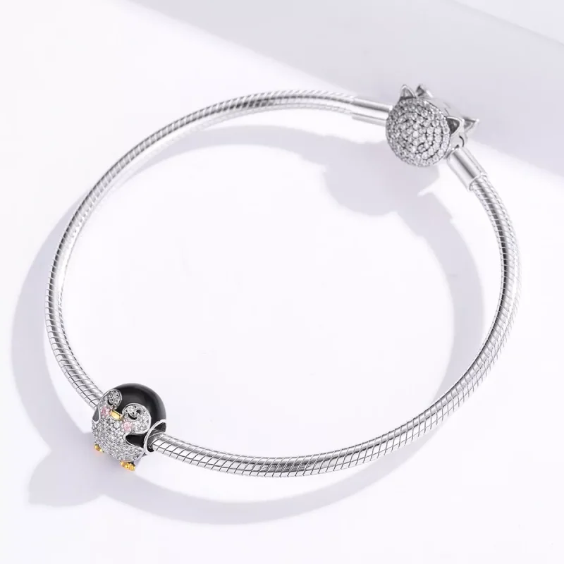 (resim) Pandora tarzı iki renkli İki Renkli Penguen Charm - BSC126 - Görüntüle 3