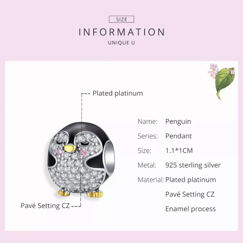 (resim) Pandora tarzı iki renkli İki Renkli Penguen Charm - BSC126 - Görüntüle 6