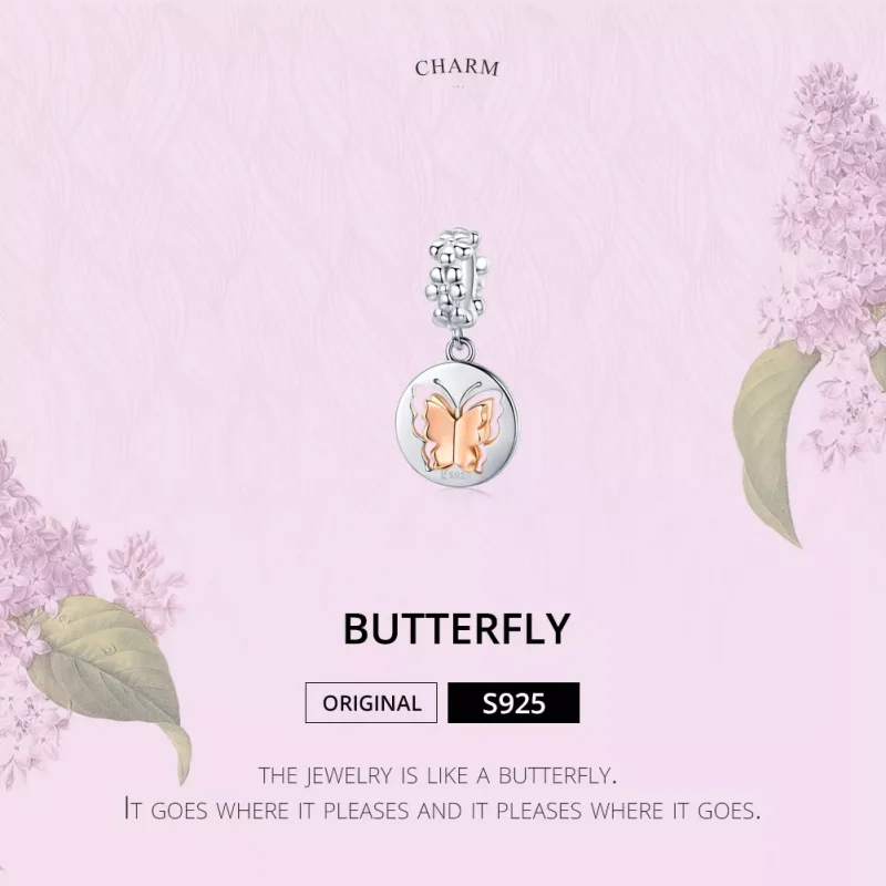 (resim) Pandora tarzı iki renkli Kelebek Sallantılı Charm - SCC1250 - Görüntüle 2