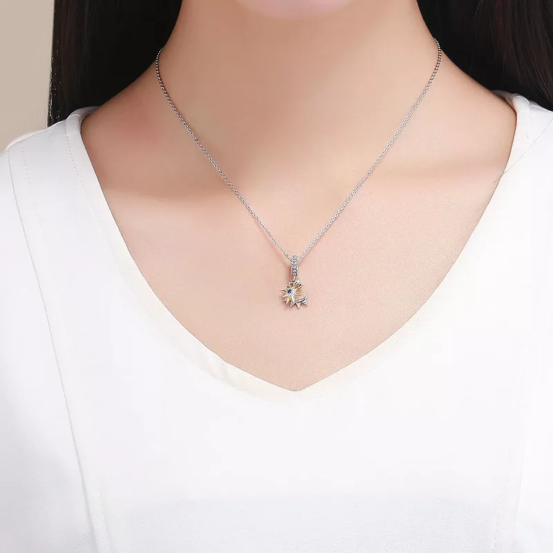 (resim) Pandora tarzı iki renkli Pavé Güneş Ay ile Tanışın Sallantılı Charm - SCC1135 - Görüntüle 4