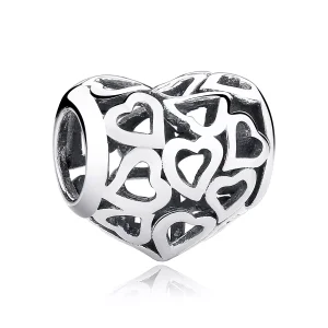 (resim) Pandora tarzı Kafes İşi Kalpleri Charm - SCC024
