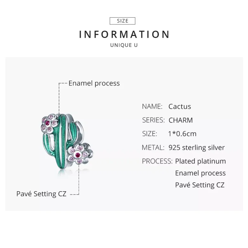(resim) Pandora tarzı Kaktüs Charm - BSC261 - Görüntüle 8