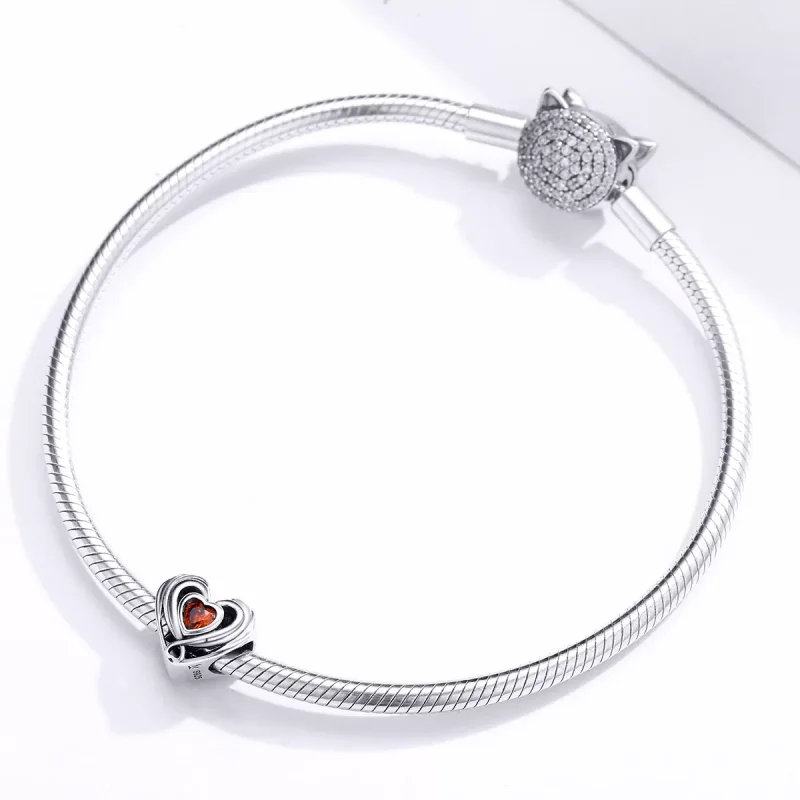 (resim) Pandora tarzı Kalpte Rubby Kalp Charm - SCC1472 - Görüntüle 3