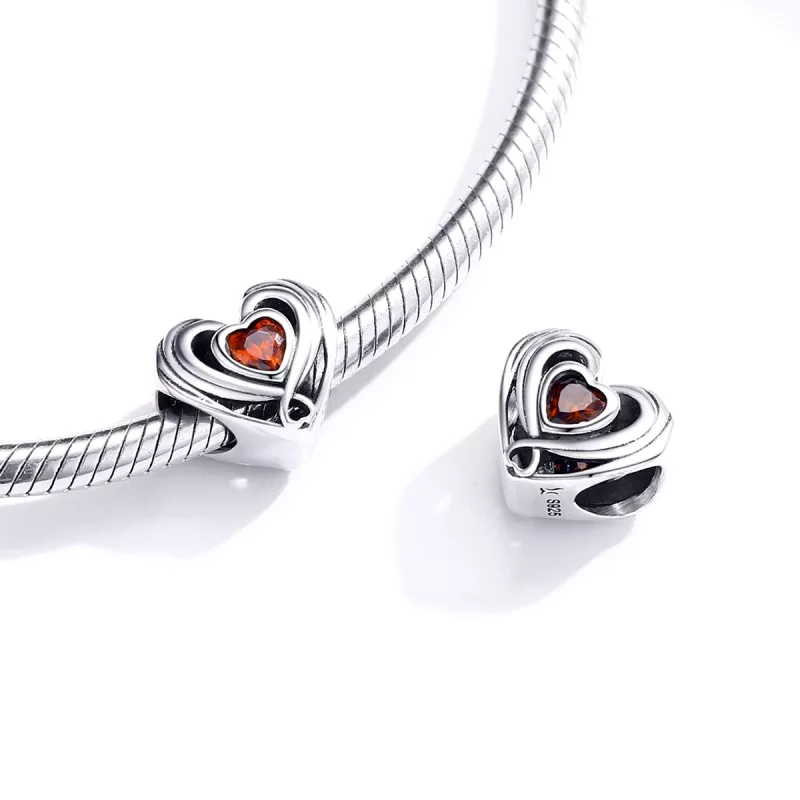(resim) Pandora tarzı Kalpte Rubby Kalp Charm - SCC1472 - Görüntüle 4
