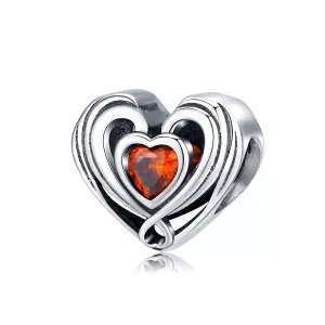 (resim) Pandora tarzı Kalpte Rubby Kalp Charm - SCC1472