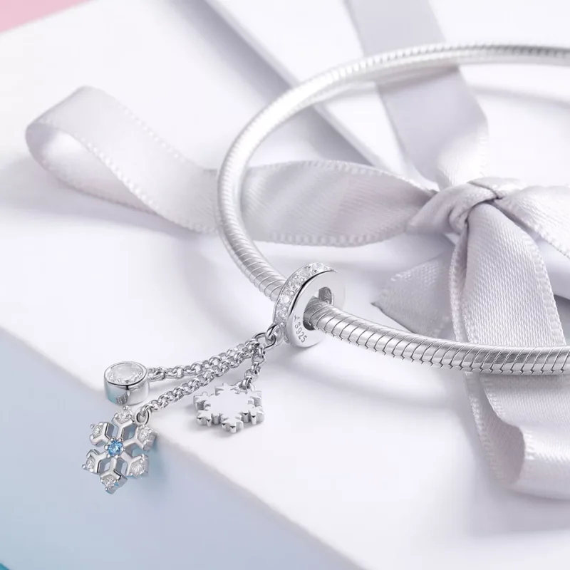 (resim) Pandora tarzı Kar tanesi Sallantılı Charm - SCC1020 - Görüntüle 3