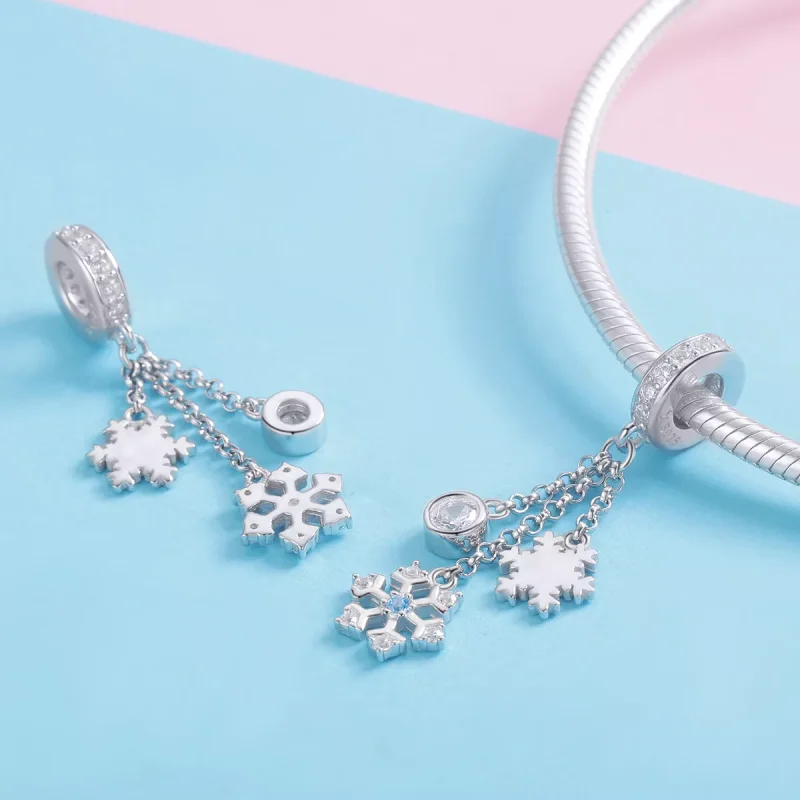 (resim) Pandora tarzı Kar tanesi Sallantılı Charm - SCC1020 - Görüntüle 4