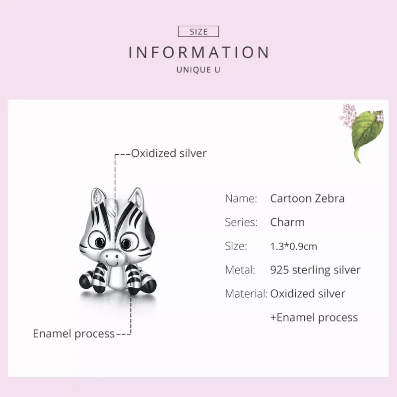 (resim) Pandora tarzı Karikatür zebra Charm - BSC387 - Görüntüle 7