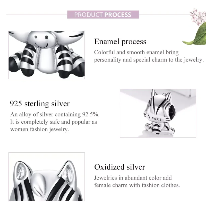 (resim) Pandora tarzı Karikatür zebra Charm - BSC387 - Görüntüle 8