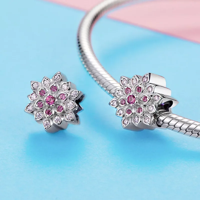 (resim) Pandora tarzı Kırmızı Lotus Charm - BSC038 - Görüntüle 3