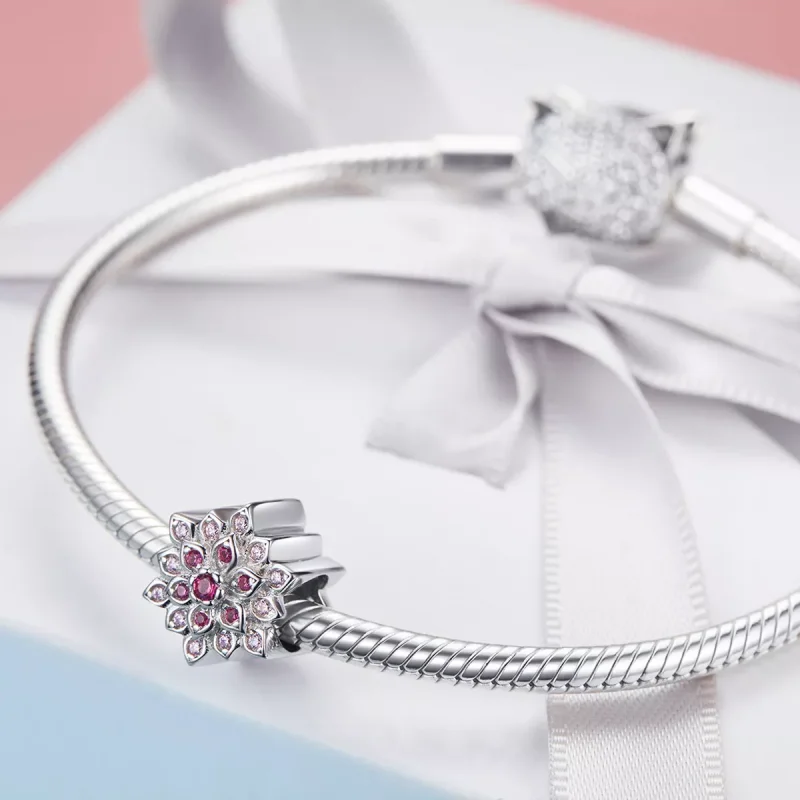 (resim) Pandora tarzı Kırmızı Lotus Charm - BSC038 - Görüntüle 4