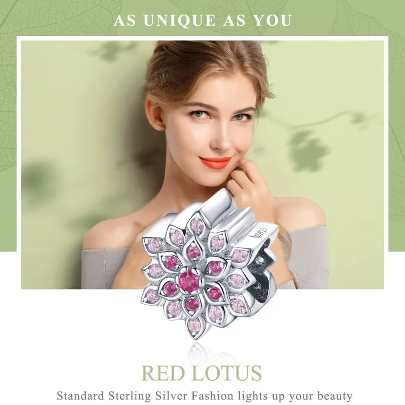 (resim) Pandora tarzı Kırmızı Lotus Charm - BSC038 - Görüntüle 6
