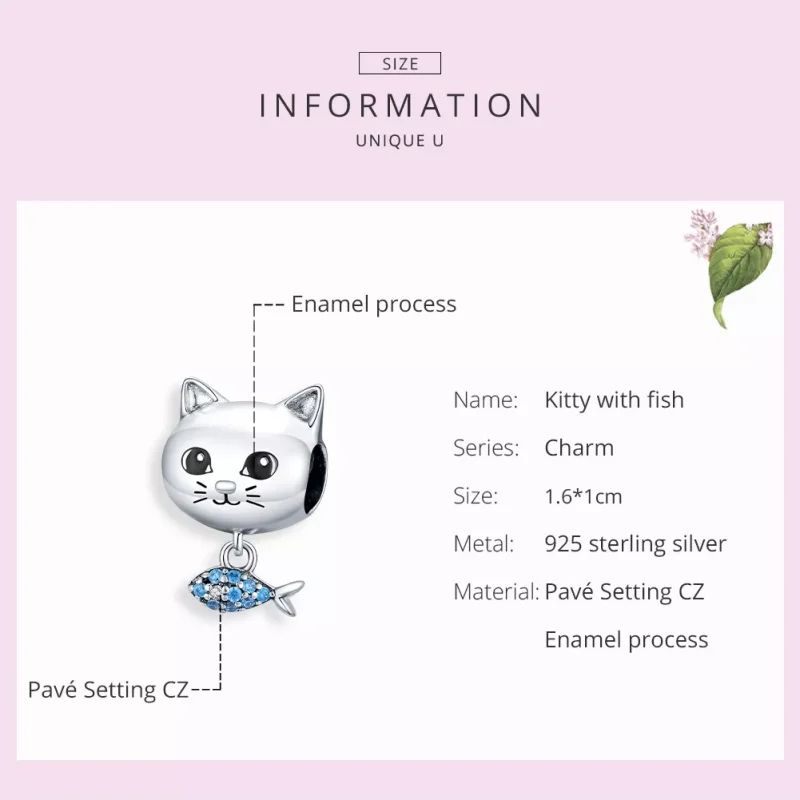 (resim) Pandora tarzı Kitty Aşk Balığı Charm - BSC226 - Görüntüle 7