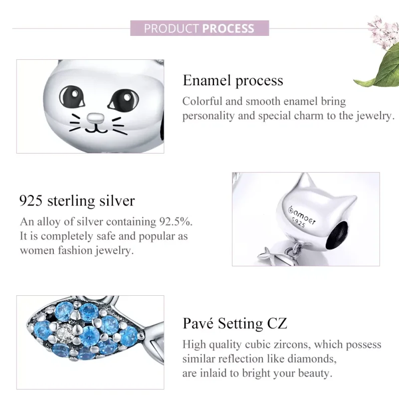 (resim) Pandora tarzı Kitty Aşk Balığı Charm - BSC226 - Görüntüle 8