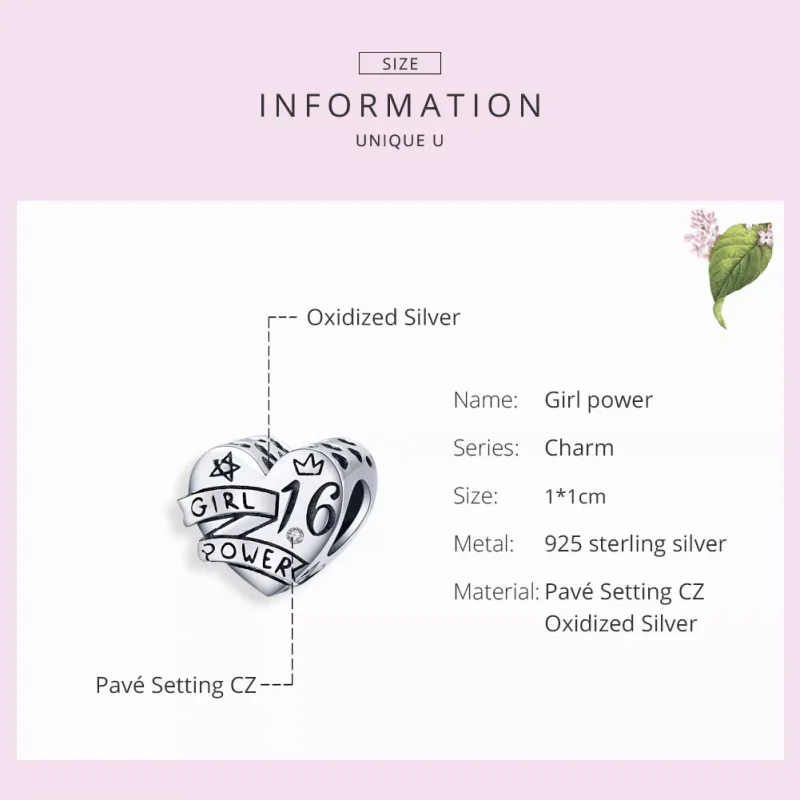 (resim) Pandora tarzı kız gücü tatlı 16 Charm - SCC1437 - Görüntüle 7