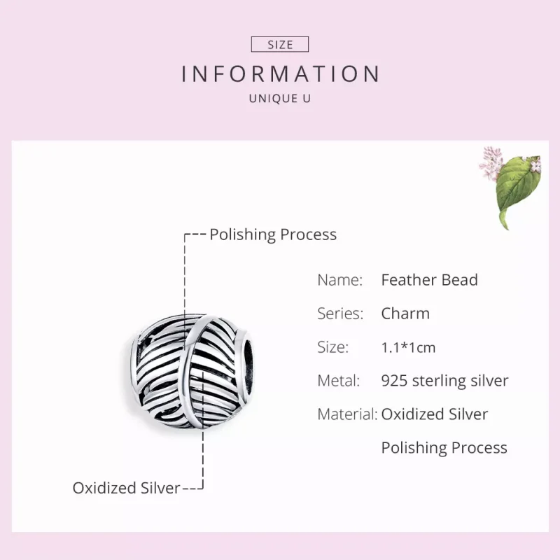 (resim) Pandora tarzı Kuş tüyü Charm - SCC1509 - Görüntüle 7