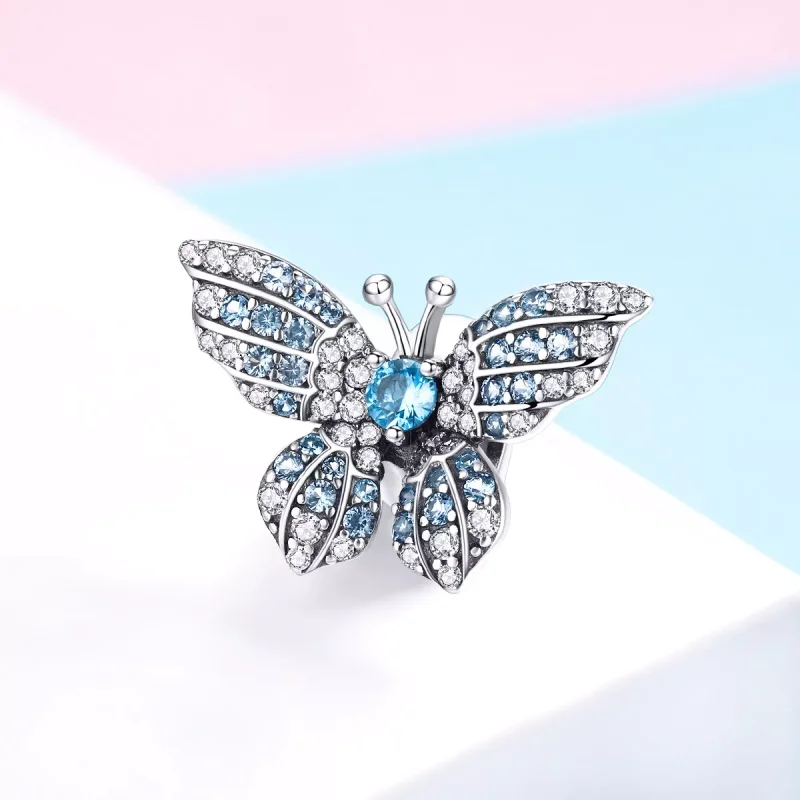 (resim) Pandora tarzı parıltılı kelebek Charm - BSC061 - Görüntüle 2