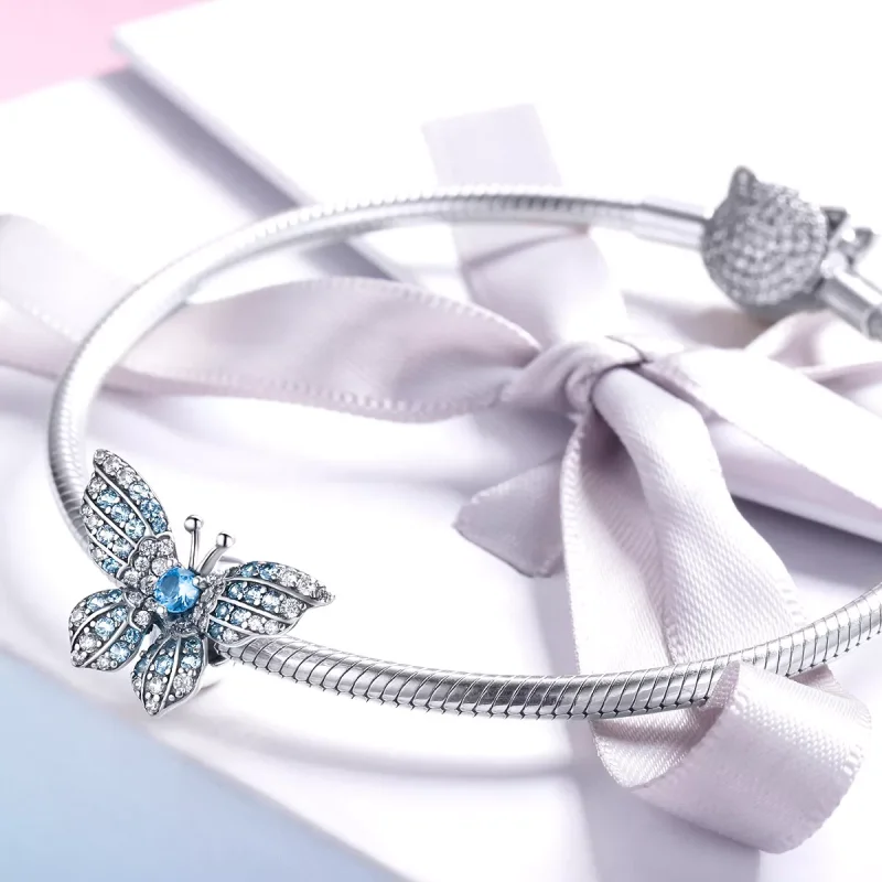 (resim) Pandora tarzı parıltılı kelebek Charm - BSC061 - Görüntüle 3