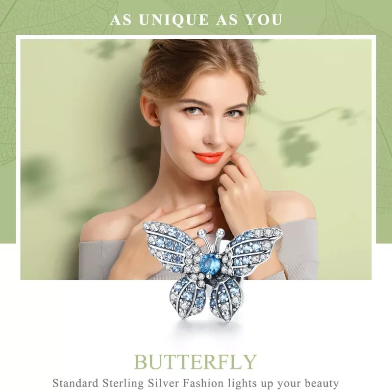 (resim) Pandora tarzı parıltılı kelebek Charm - BSC061 - Görüntüle 6