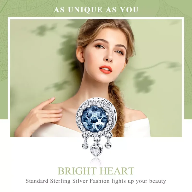 (resim) Pandora tarzı parlak kristal kalp Charm - SCC724 - Görüntüle 6