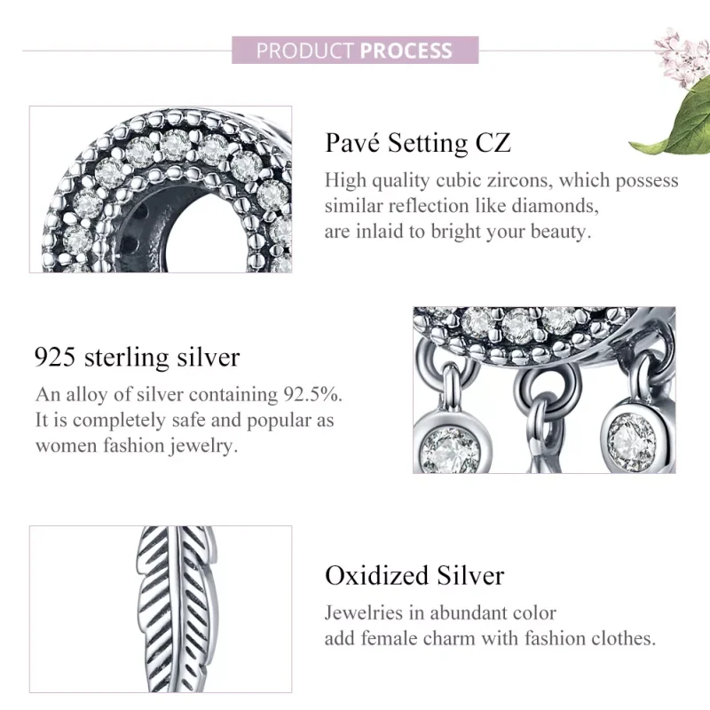 (resim) Pandora tarzı Parlak Tüy Charm - SCC1550 - Görüntüle 8