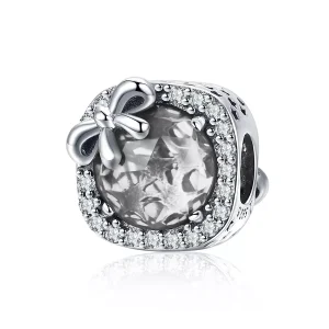 (resim) Pandora tarzı Pavé Yay Charm - SCC1058-WH