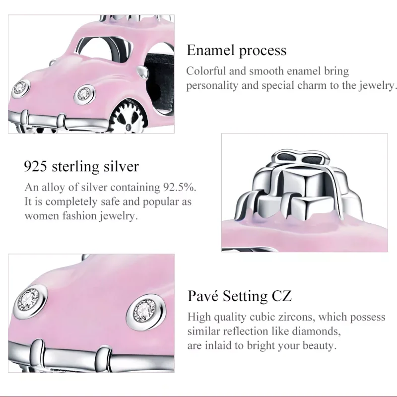 (resim) Pandora tarzı Pembe Araba Charm - SCC1738 - Görüntüle 7