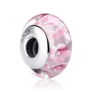 Pandora tarzı Pembe Çiçekler Murano Camı Bileklik Süsü - SCZ008 (resim) Pandora tarzı Pembe Çiçekler Murano Camı Bileklik Süsü - SCZ008