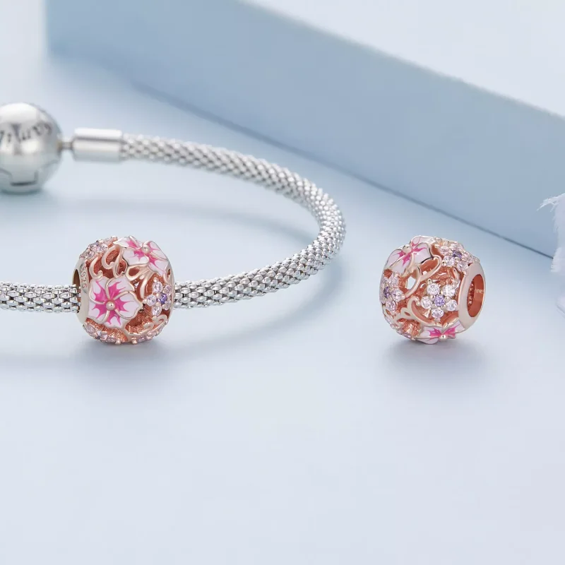 (resim) Pandora tarzı Pembe Sakura Şanslı Künye - BSC643 - Görüntüle 5