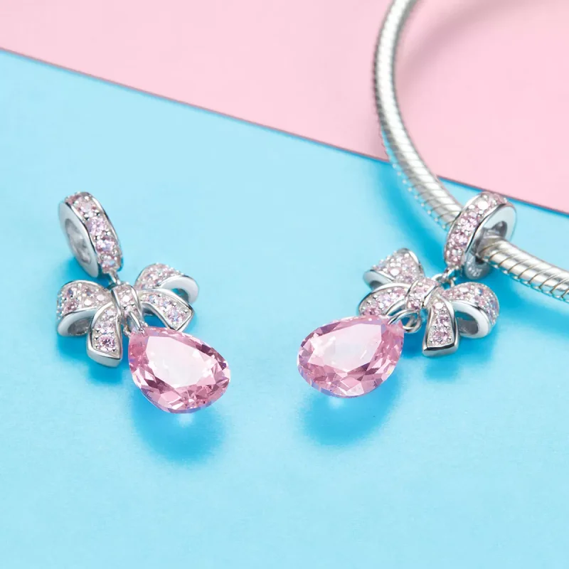(resim) Pandora tarzı Pembe Yay Sallantılı Charm - SCC1074 - Görüntüle 3