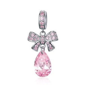 (resim) Pandora tarzı Pembe Yay Sallantılı Charm - SCC1074