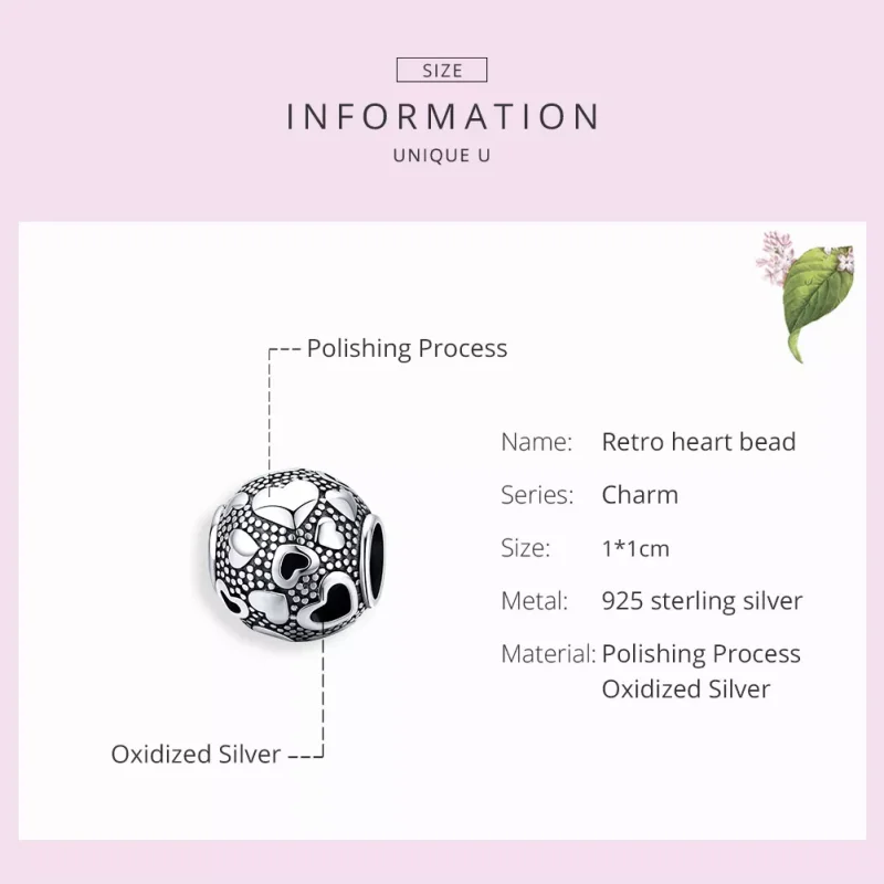 (resim) Pandora tarzı Retro Kalp Charm - SCC1451 - Görüntüle 7