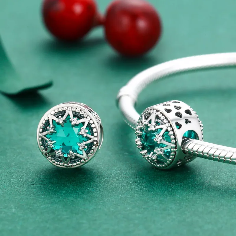 (resim) Pandora tarzı Romantik Zümrüt Kar Taneleri Charm - SCC308 - Görüntüle 4