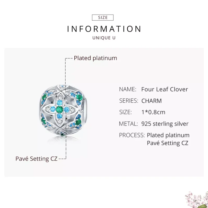 (resim) Pandora tarzı Shamrock Charm - BSC115 - Görüntüle 6