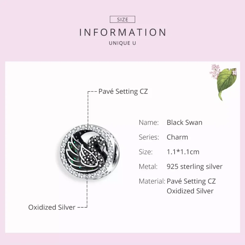 (resim) Pandora tarzı Siyah Kuğu Charm - SCC1342 - Görüntüle 7