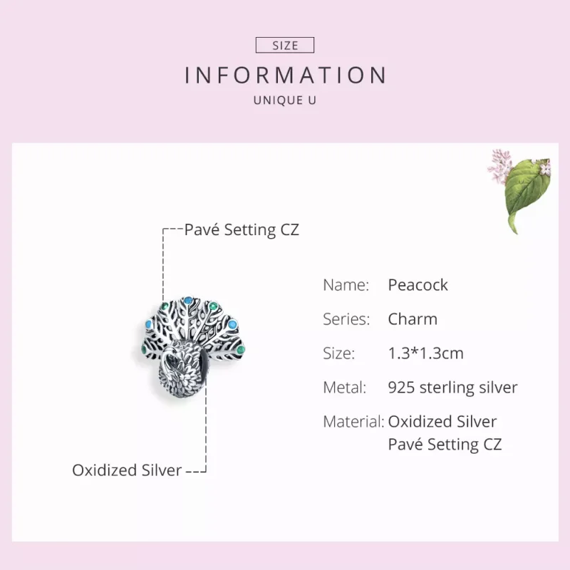(resim) Pandora tarzı Tavus Charm - SCC1260 - Görüntüle 3