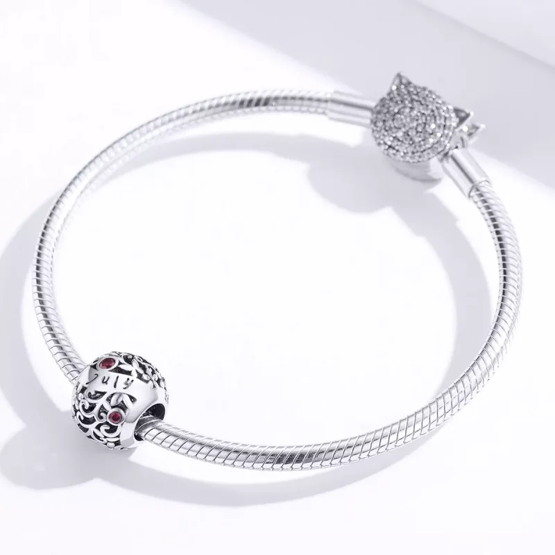 (resim) Pandora tarzı Temmuz Garnet Doğum Taşı Charm - SCC1385-7 - Görüntüle 3