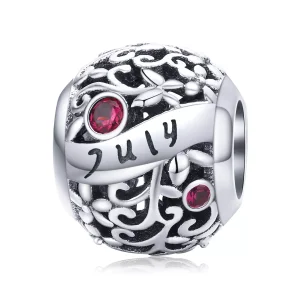 (resim) Pandora tarzı Temmuz Garnet Doğum Taşı Charm - SCC1385-7