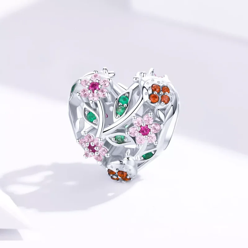 (resim) Pandora tarzı Uğur Böceği ve Çiçekler Charm - BSC117 - Görüntüle 2