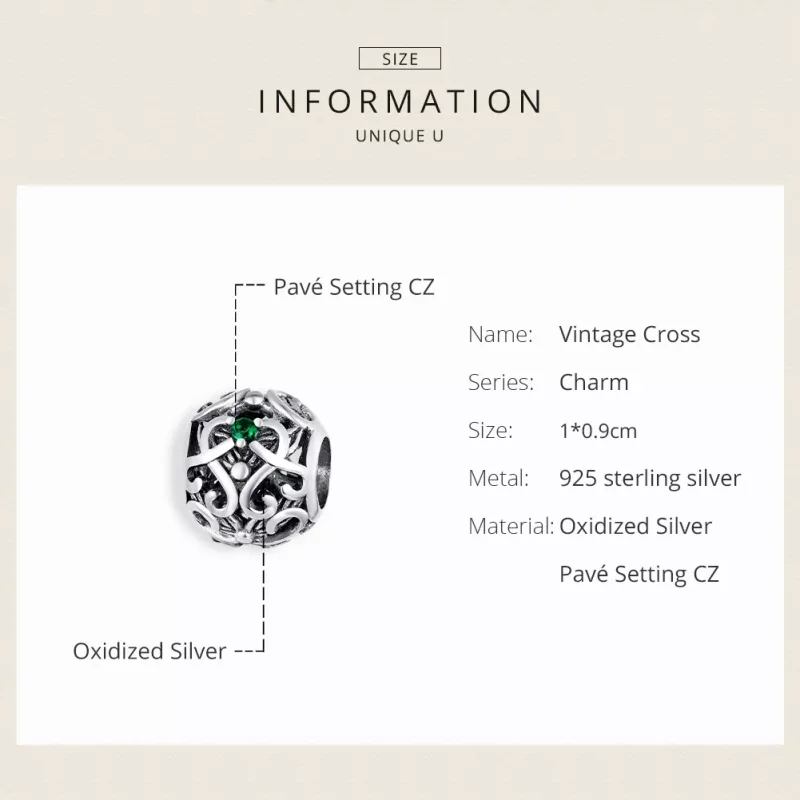 (resim) Pandora tarzı Vintage Haç Charm - SCC1511 - Görüntüle 6