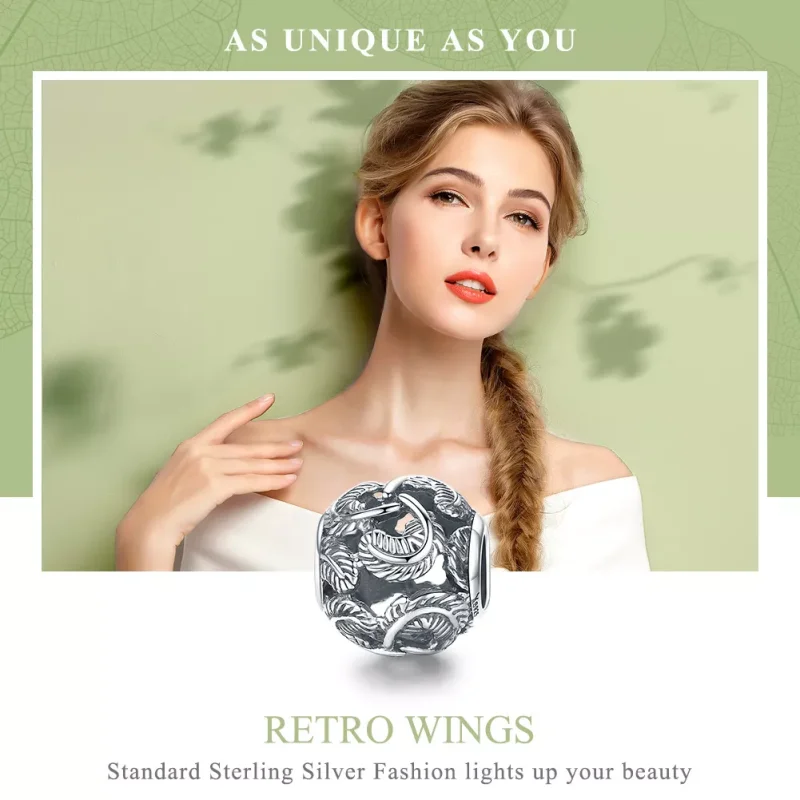 (resim) Pandora tarzı Vintage Kanatlar Charm - SCC810 - Görüntüle 6