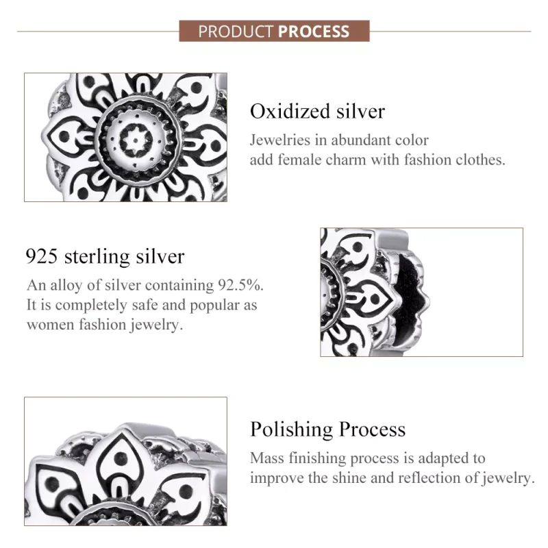(resim) Pandora tarzı Vintage Lotus Charm - SCC1823 - Görüntüle 7