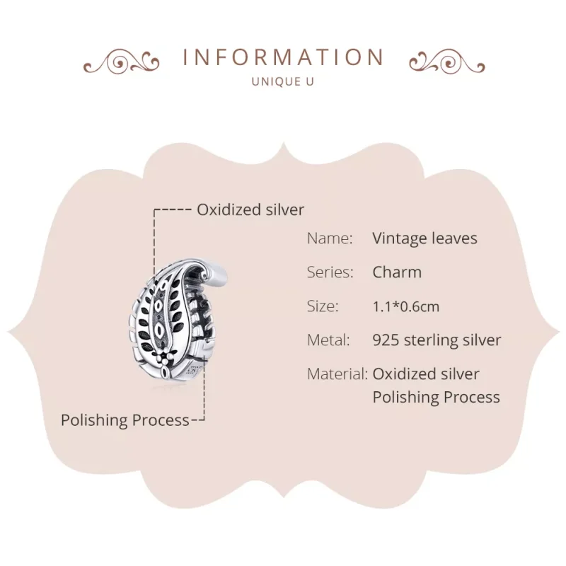 (resim) Pandora tarzı Vintage Yapraklar Charm - SCC1824 - Görüntüle 6