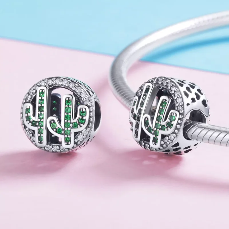 (resim) Pandora tarzı Yeşil Canlı Kaktüs Charm - SCC918 - Görüntüle 4