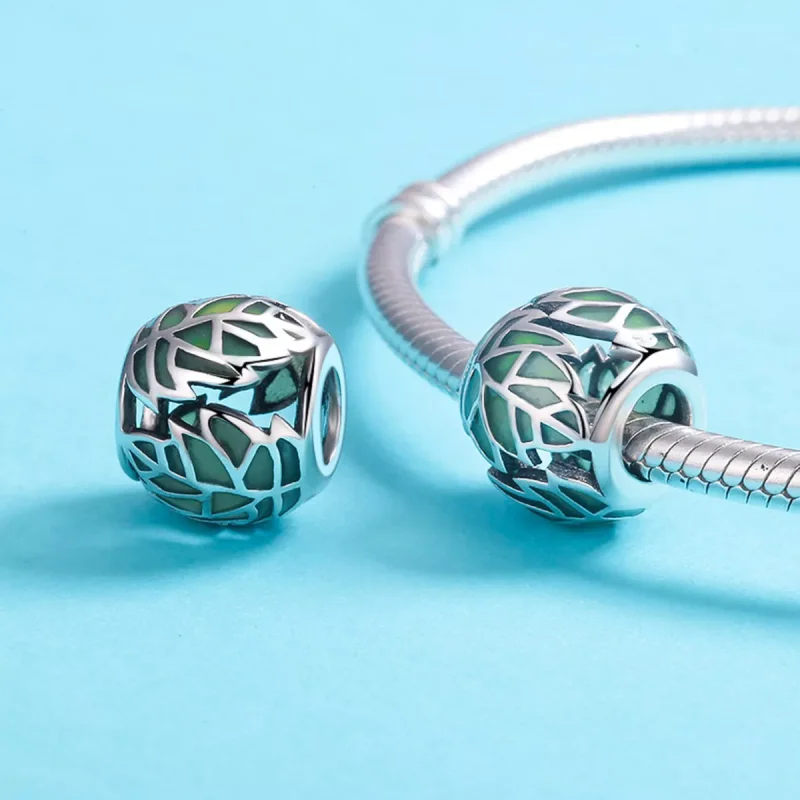 (resim) Pandora tarzı Yeşil Yapraklar Aşıktır Charm - SCC524 - Görüntüle 5