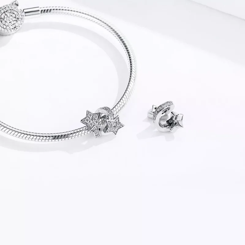 (resim) Pandora tarzı Yıldızlar Birbiriyle Çıktı Charm - SCC1244 - Görüntüle 4