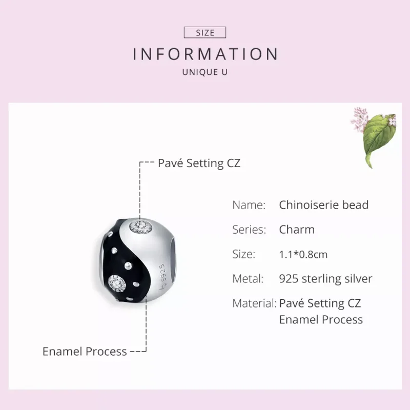(resim) Pandora tarzı Yin Yang Charm - BSC192 - Görüntüle 7