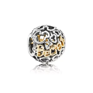 (resim) Disney, Pandora Charm, BELIEVE silver charm with 14k - 791436
