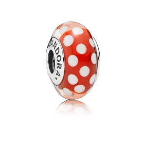 (resim) Disney, Pandora Charm, polka dot silver charm with red and white
